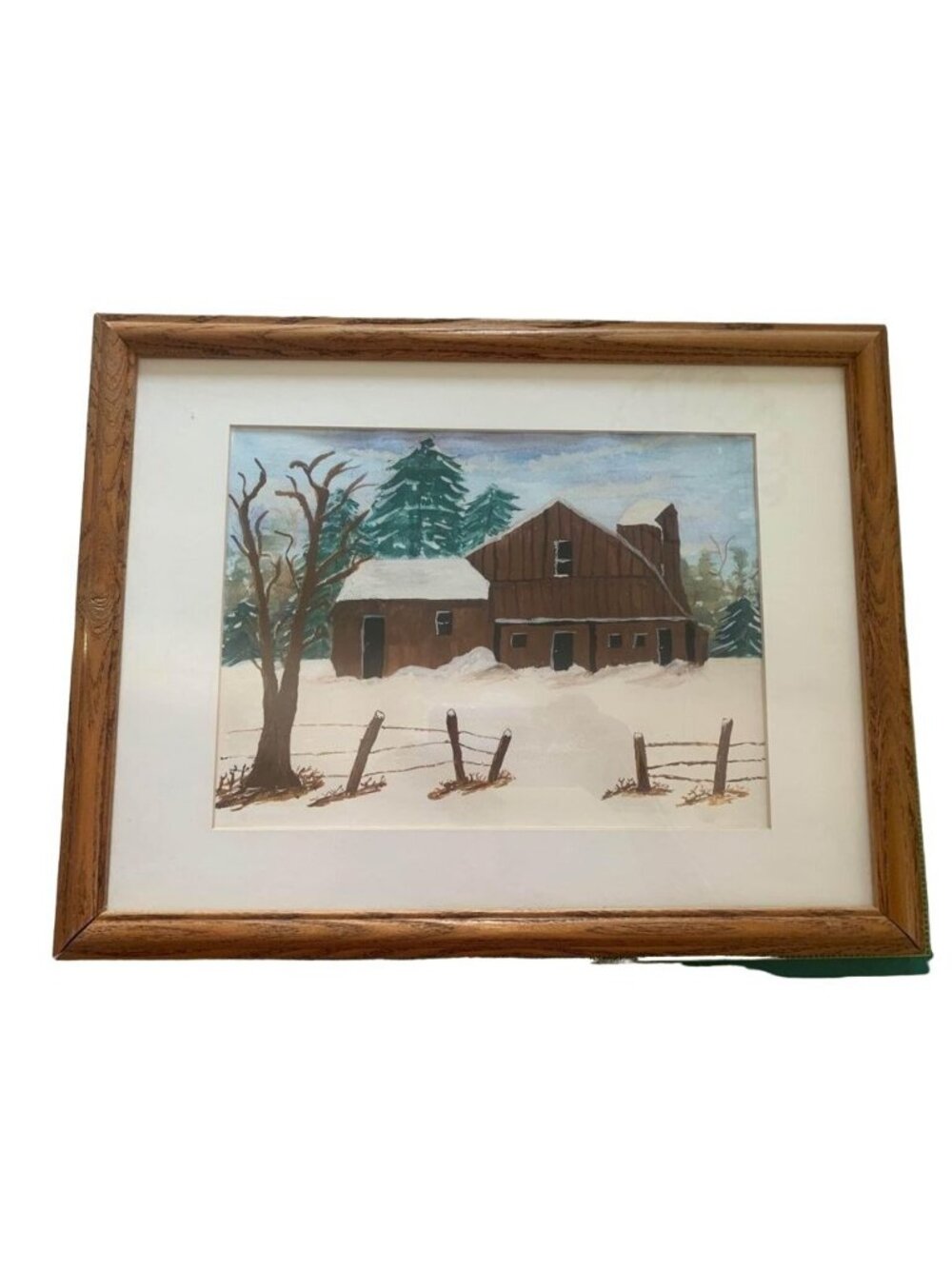 Watercolor Barn Picture Signed Anna Ruth Enders 13.5 x 17.5